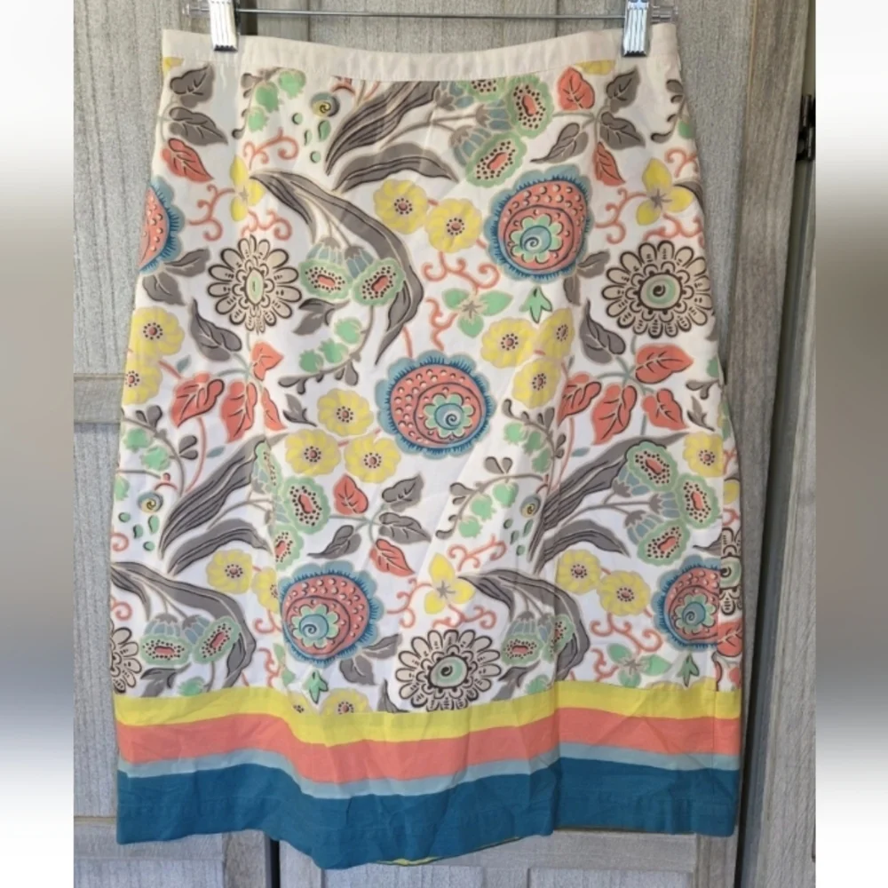 Boden Womens Floral Knee Length A line Skirt Size 8 Retro Multicolor - Picture 2 of 7